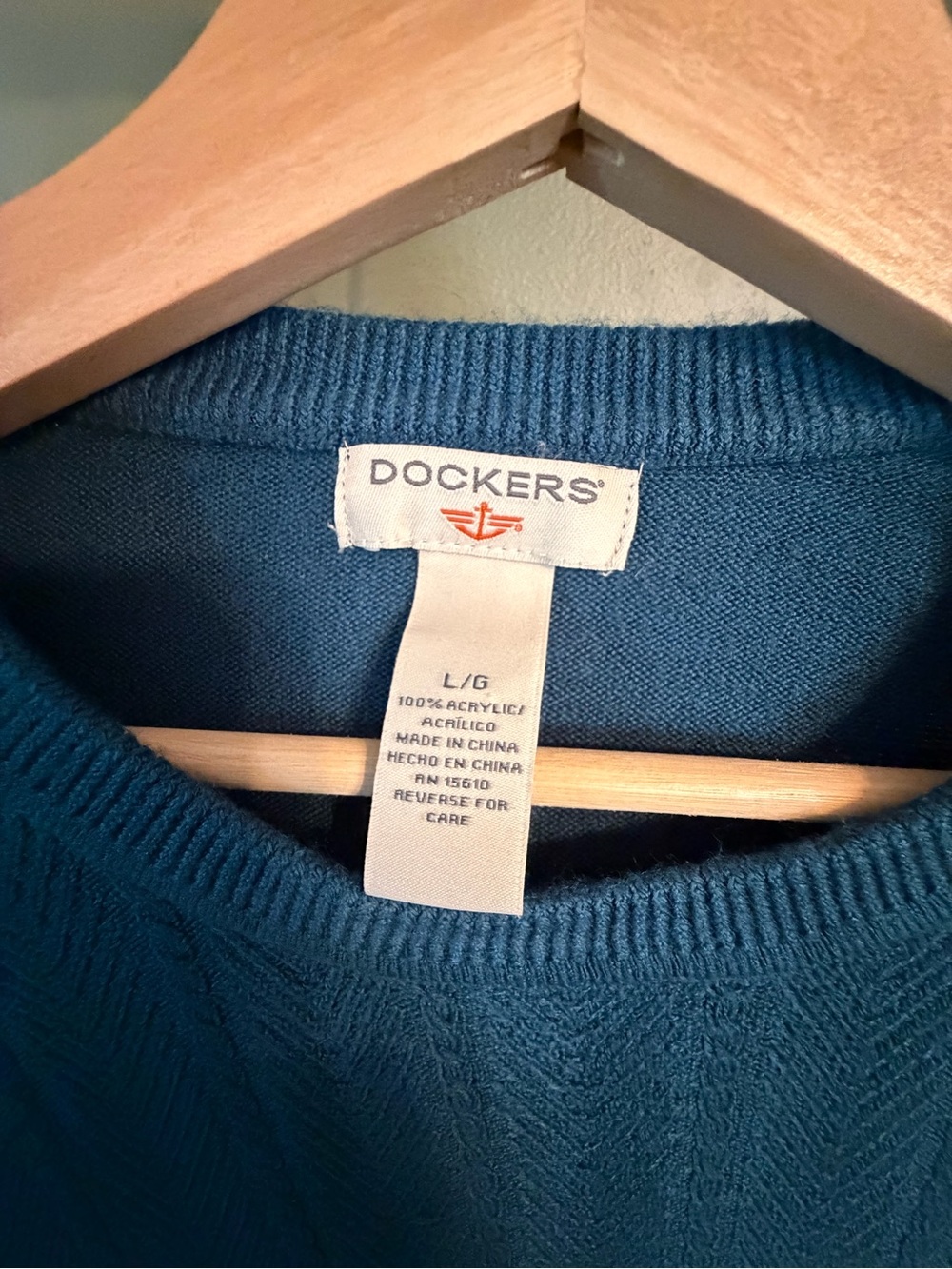 Dockers Deep Teal Knit Crewneck Sweater - Picture 2 of 2